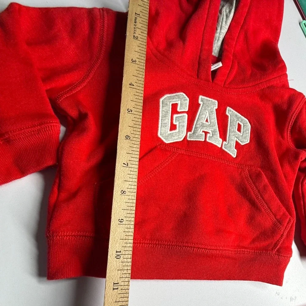GAP Baby 6-12 Months Red Logo Fleece Hoodie Jogger Sweat Set Outfit Cotton
